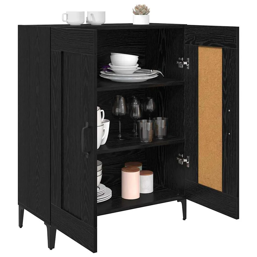 Buffet Chêne noir 69,5 x 34 x 90 cm Bois d'ingénierie - 3