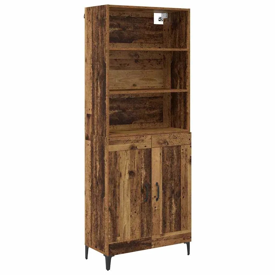 Haut Armoire 2 pcs Bois ancien Bois d'ingénierie - 2