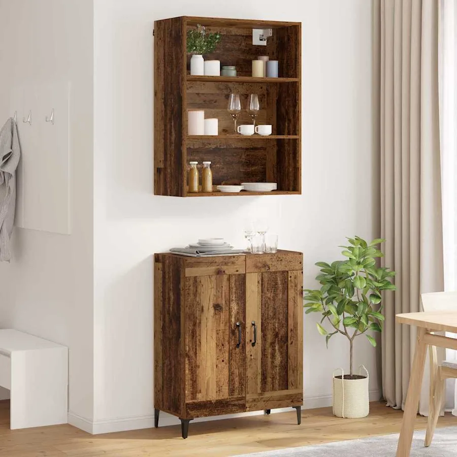 Haut Armoire 2 pcs Bois ancien Bois d'ingénierie - 4