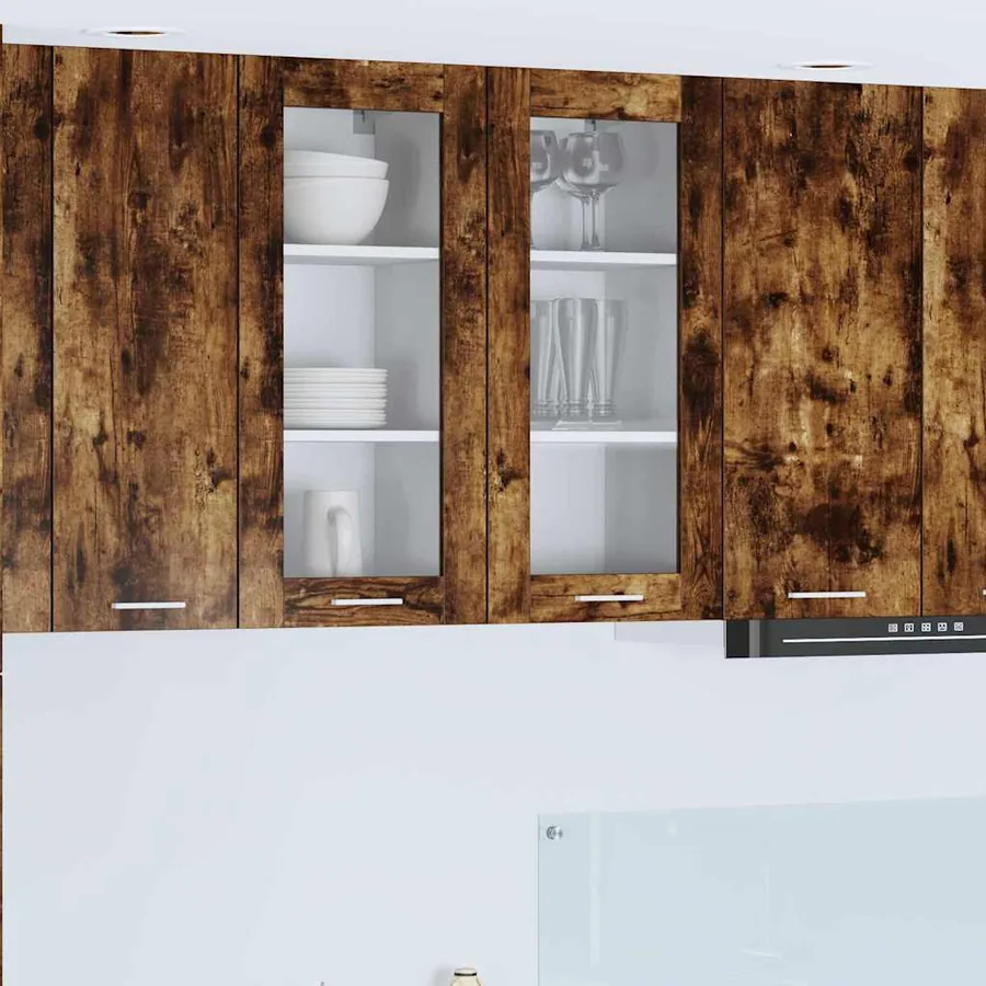 Armoire suspendue avec porte 2 pcs Chêne fumé 40 x 31 x 80 cm