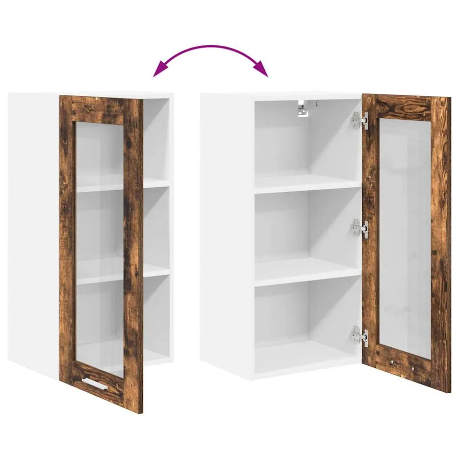 Armoire suspendue avec porte 2 pcs Chêne fumé 40 x 31 x 80 cm - 12