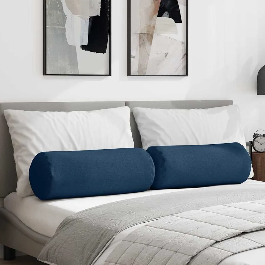 Coussins d'accent 2 pcs Bleu Ø 25 x 70 cm tissu