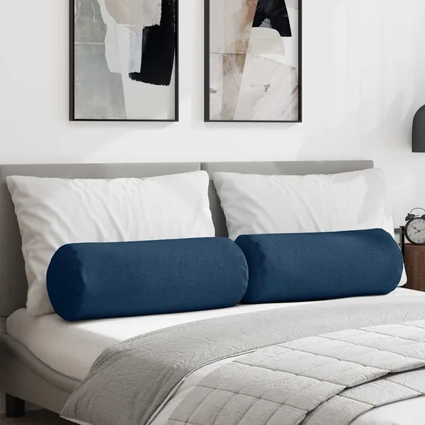 Coussins d'accent 2 pcs Bleu Ø 25 x 70 cm tissu