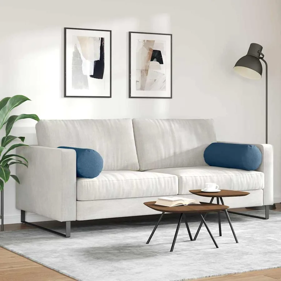 Coussins d'accent 2 pcs Bleu Ø 25 x 70 cm tissu - 4