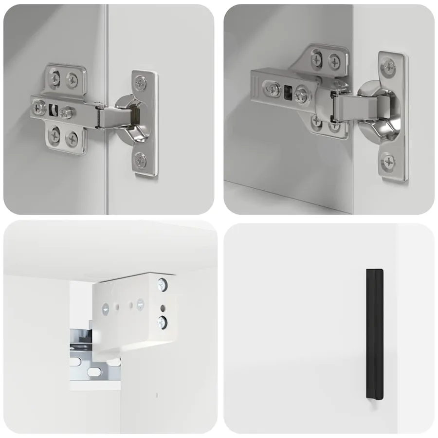 Ensemble de mobilier de salle de bain Montage mural 4 pcs Blanc - 10