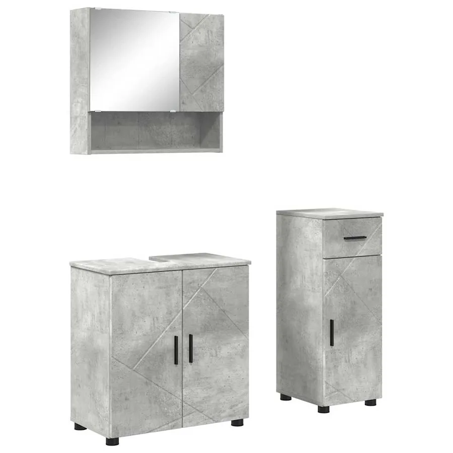 Ensemble de mobilier de salle de bain 3 pcs Gris béton - 2