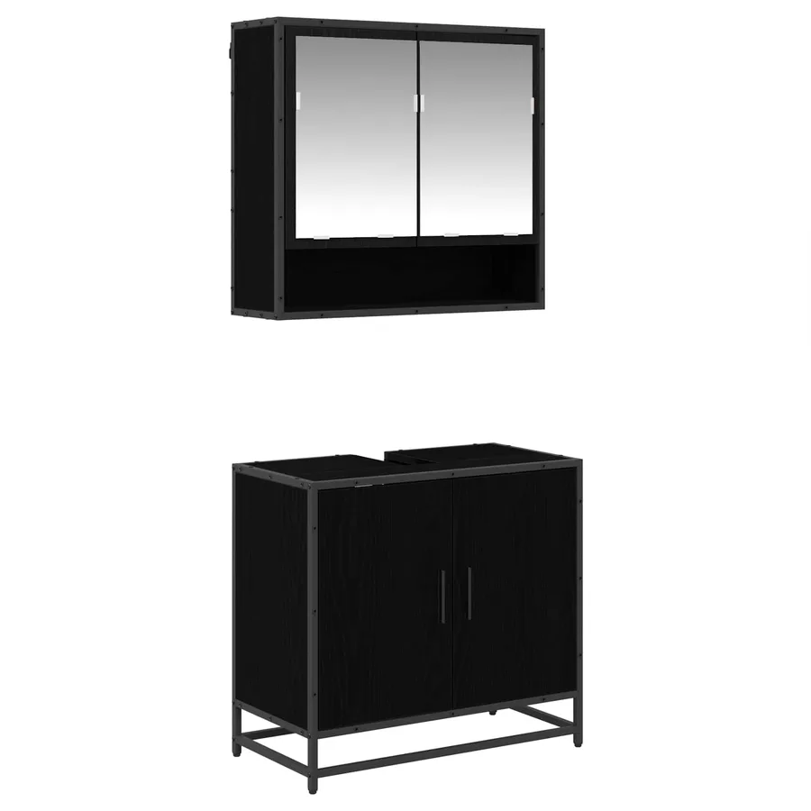 Ensemble de mobilier de salle de bain 2 pcs Chêne noir - 2
