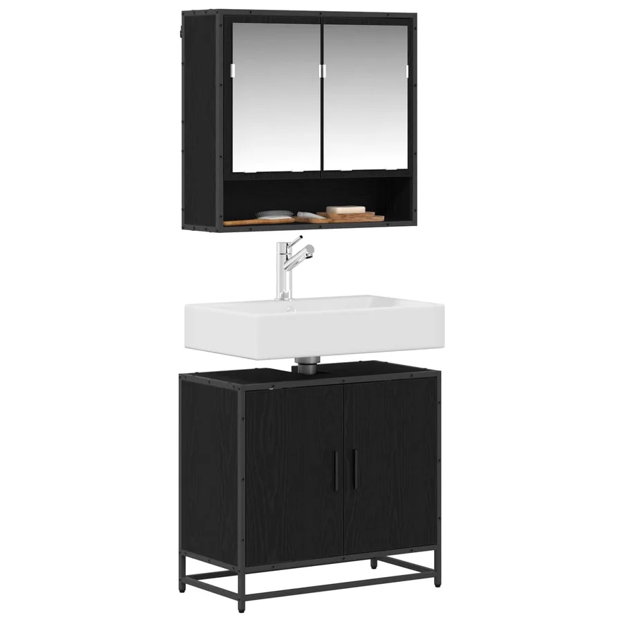 Ensemble de mobilier de salle de bain 2 pcs Chêne noir - 3
