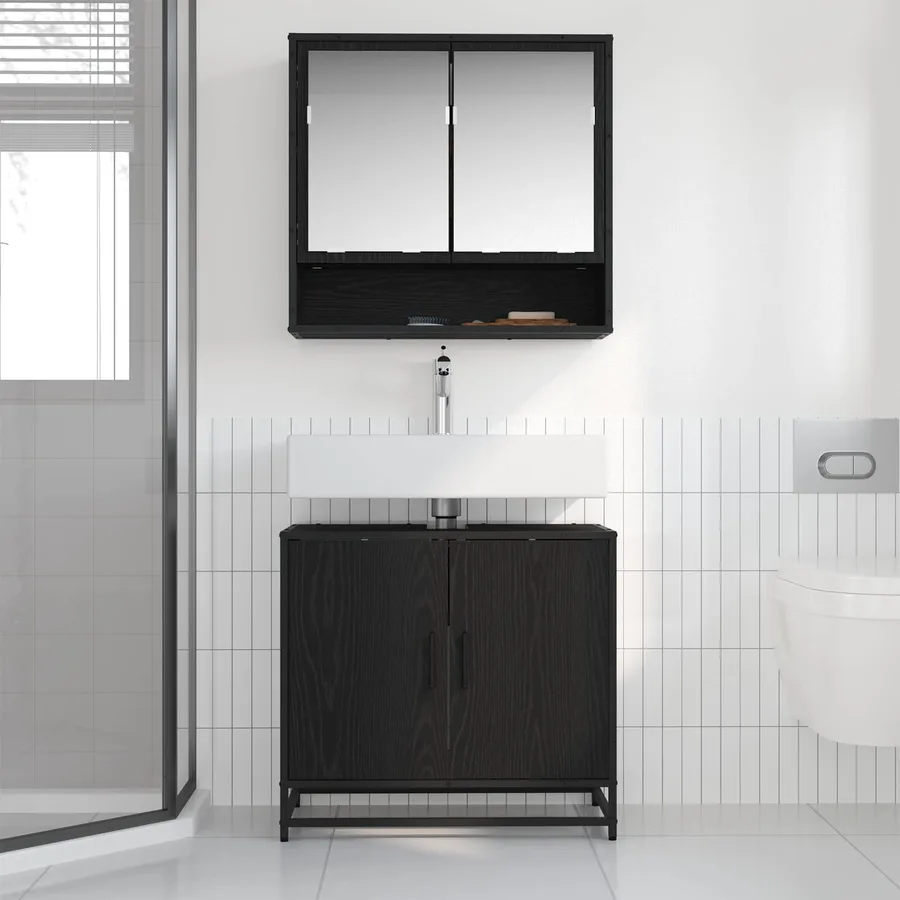 Ensemble de mobilier de salle de bain 2 pcs Chêne noir - 4