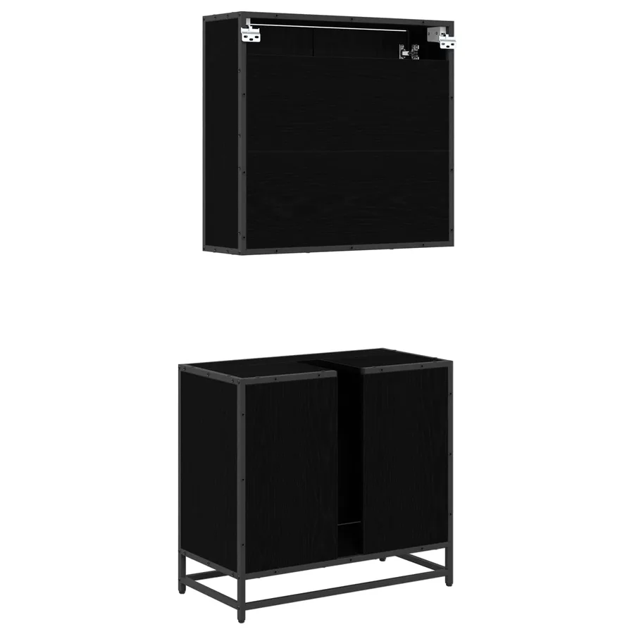 Ensemble de mobilier de salle de bain 2 pcs Chêne noir - 9