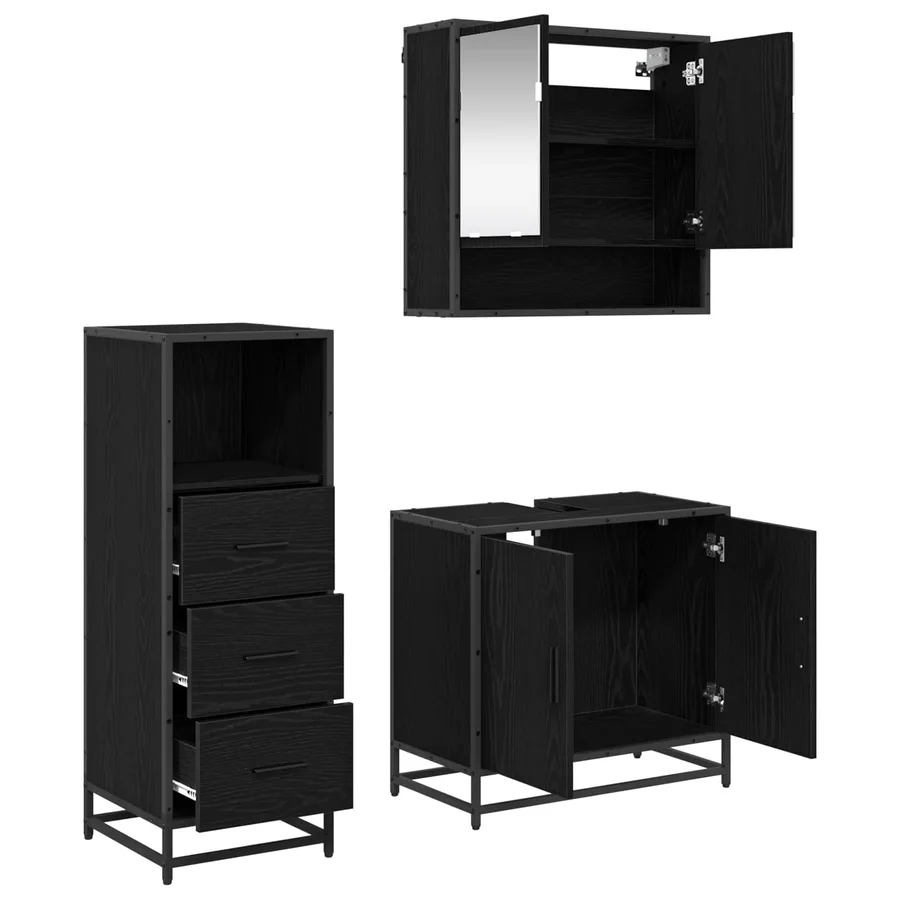 Ensemble de mobilier de salle de bain 3 pcs Chêne noir - 5