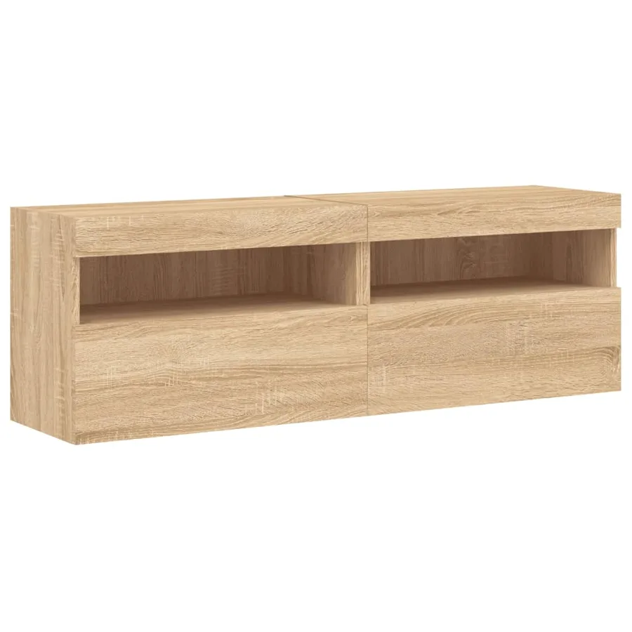 Ensemble de meubles TV muraux 8pcs et lumières LED chêne sonoma - 9