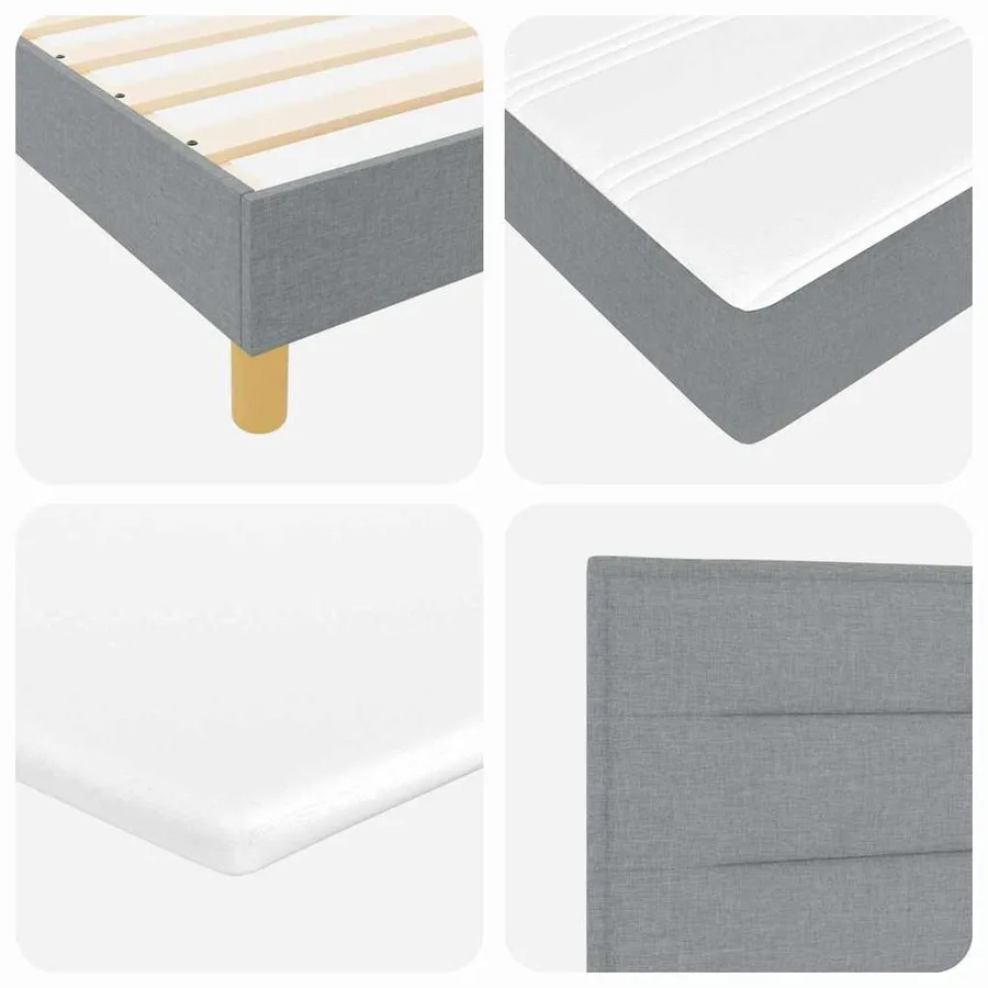 Lit à ressort LED avec coussin Gris clair 90 x 190 cm tissu - 11