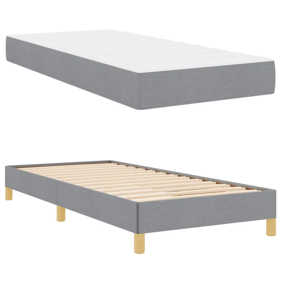 Lit à ressorts avec matelas Gris clair 90 x 190 cm tissu - 6
