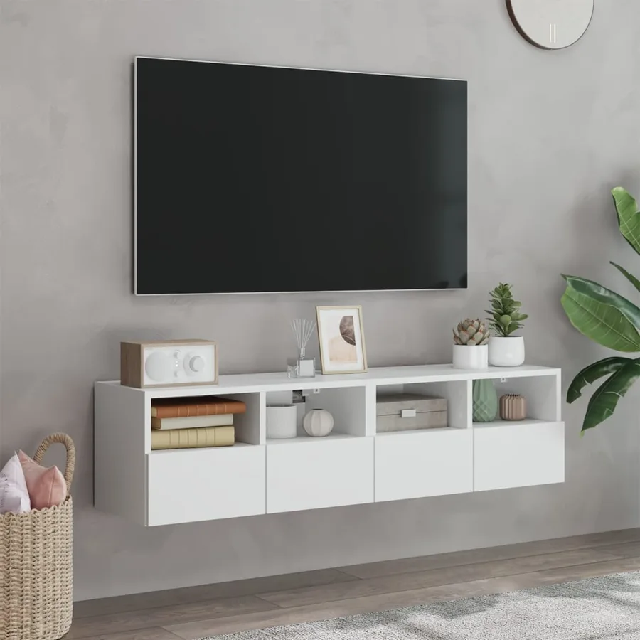 Meubles TV muraux 2 pcs blanc 60x30x30 cm bois d'ingénierie - 3