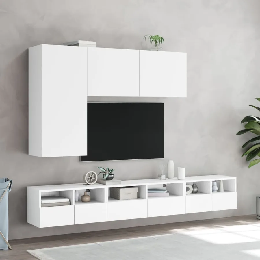 Meubles TV muraux 2 pcs blanc 60x30x30 cm bois d'ingénierie - 4