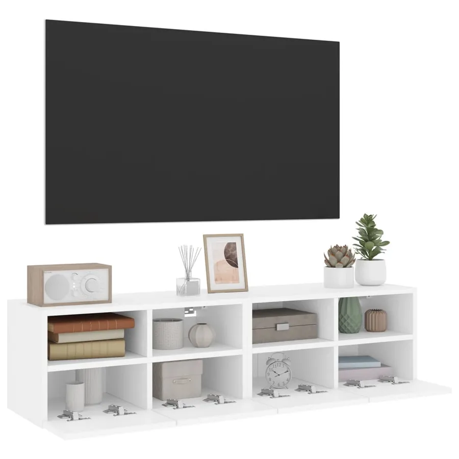 Meubles TV muraux 2 pcs blanc 60x30x30 cm bois d'ingénierie - 5