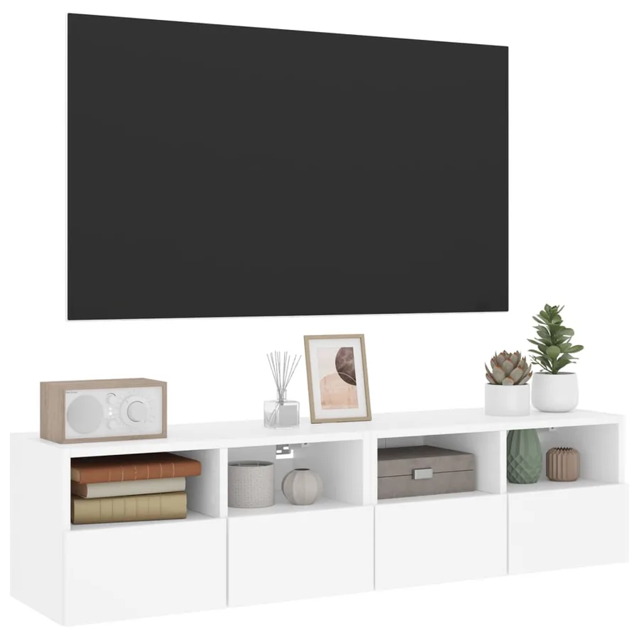 Meubles TV muraux 2 pcs blanc 60x30x30 cm bois d'ingénierie - 6