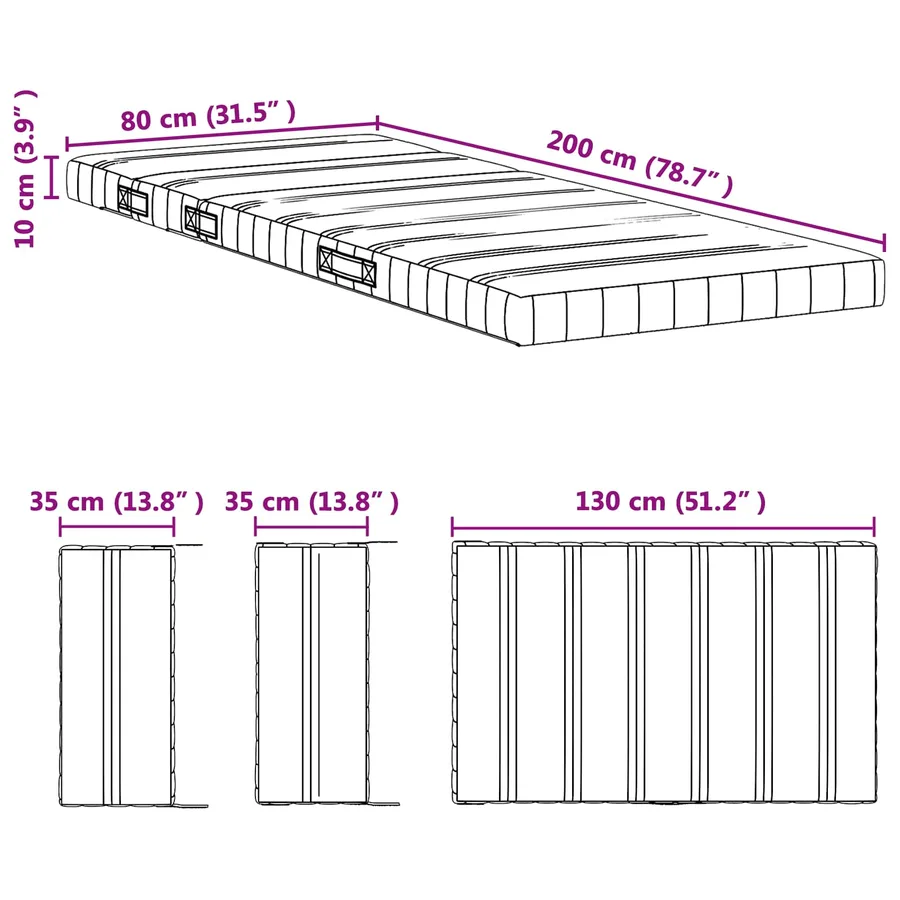 Matelas en mousse extensible 80 x 200 cm Blanc - 16