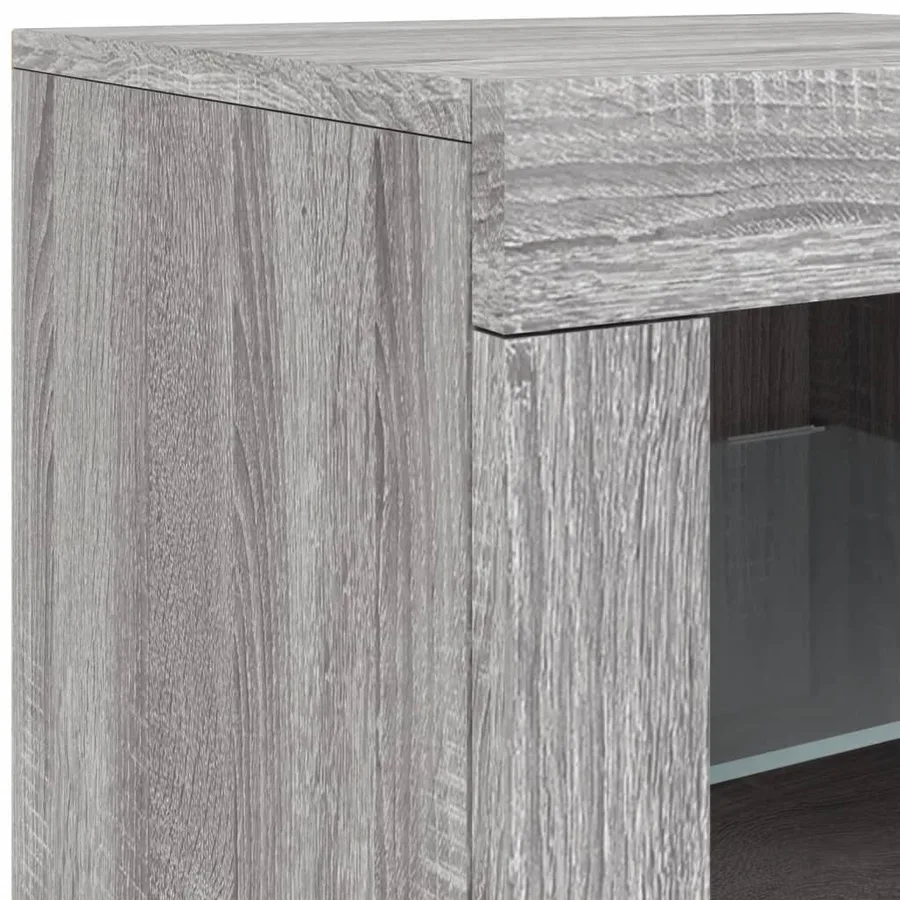 Buffet avec lumières LED sonoma gris 202x37x67 cm - 11