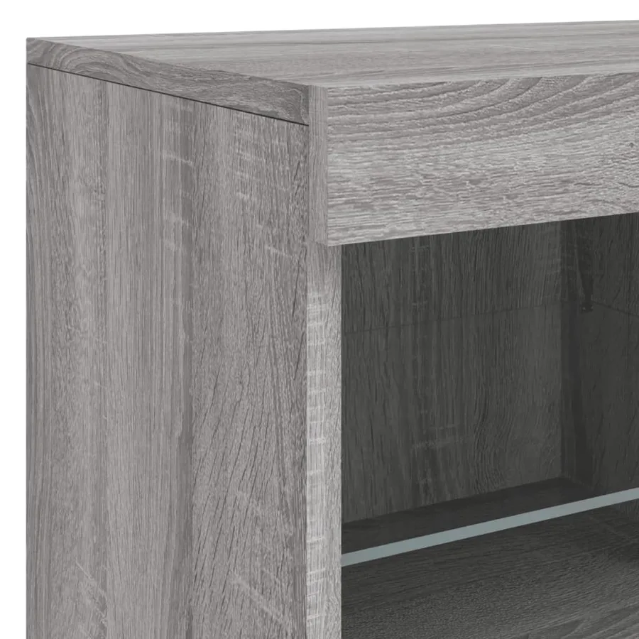 Buffet avec lumières LED sonoma gris 202x37x67 cm - 13