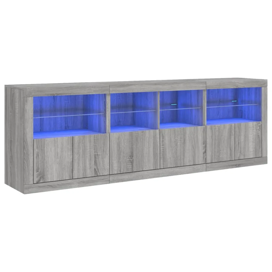 Buffet avec lumières LED sonoma gris 202x37x67 cm - 2