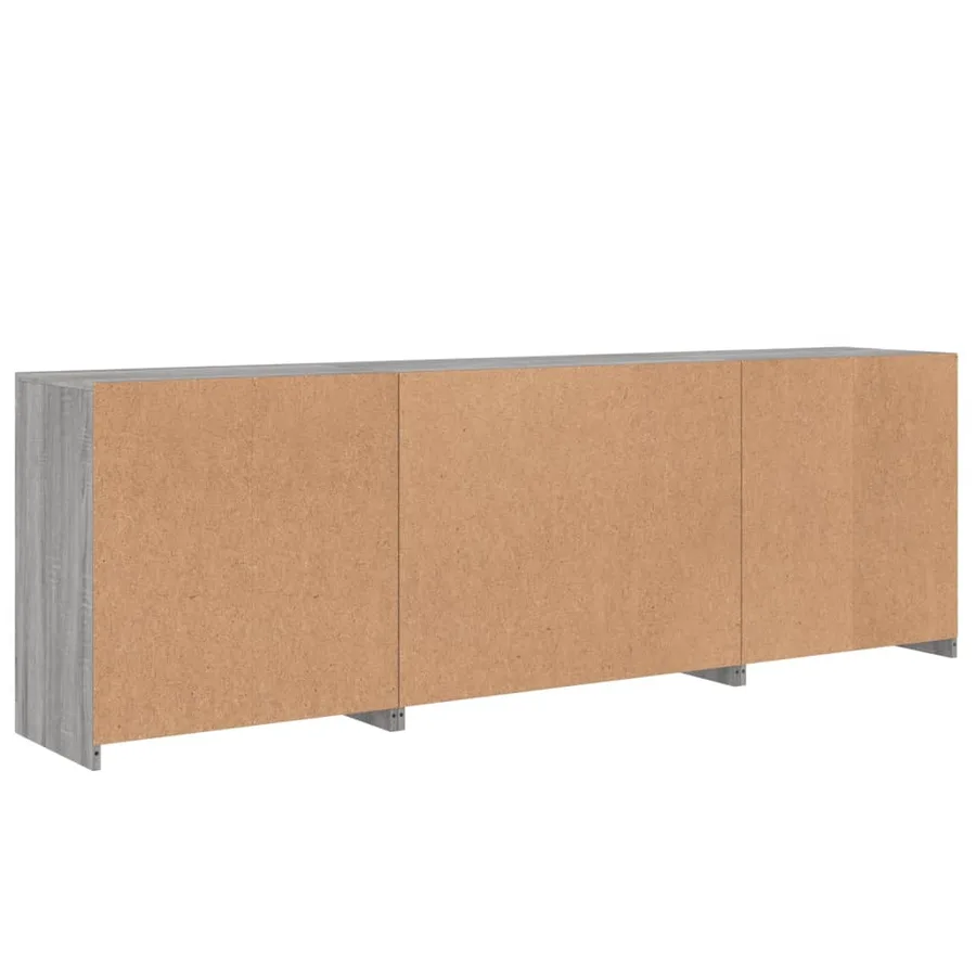 Buffet avec lumières LED sonoma gris 202x37x67 cm - 9