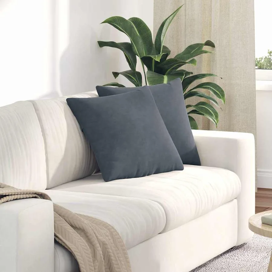 Coussins de canapé 2 pcs Gris foncé 45 x 45 cm