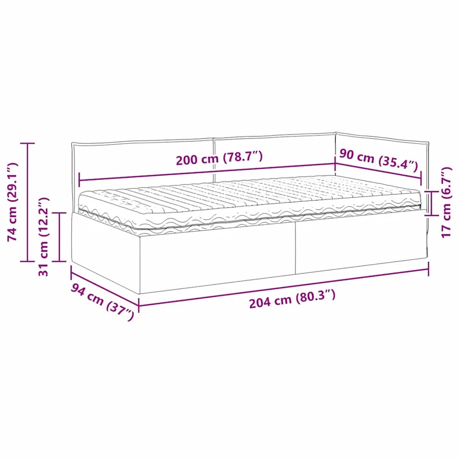 Cadre de lit d'angle avec matelas 2 pcs Gris clair Velours - 14