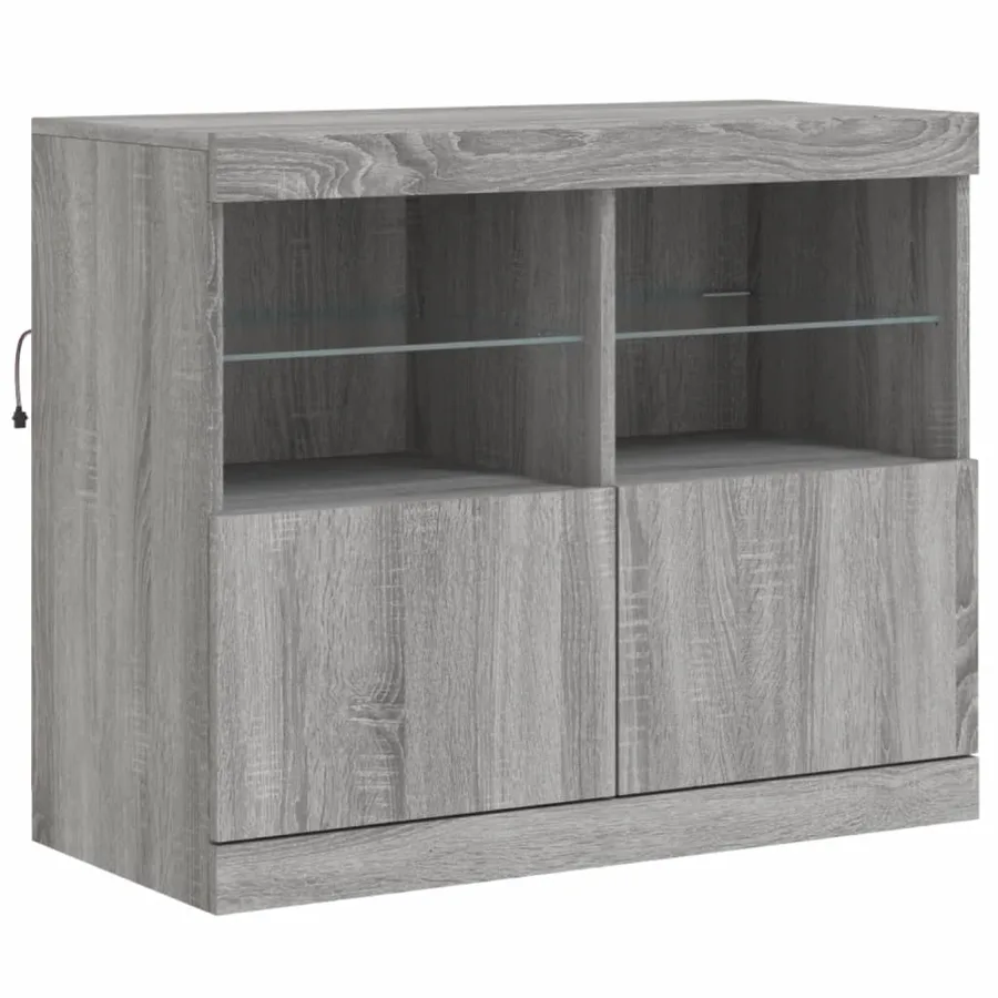 Buffet avec lumières LED sonoma gris 283x37x67 cm - 12