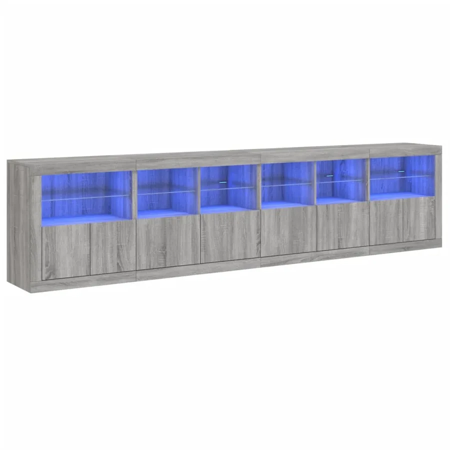 Buffet avec lumières LED sonoma gris 283x37x67 cm - 2