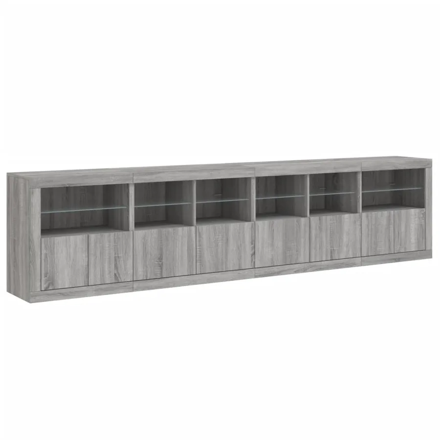 Buffet avec lumières LED sonoma gris 283x37x67 cm - 6