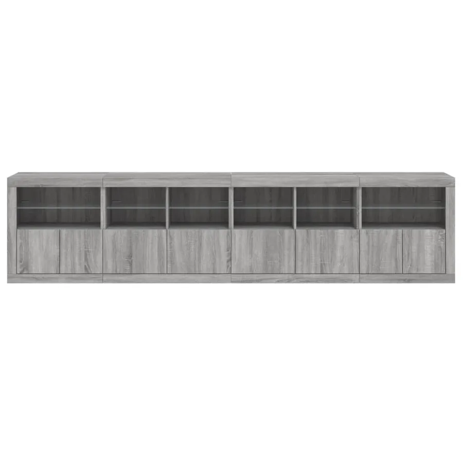 Buffet avec lumières LED sonoma gris 283x37x67 cm - 7