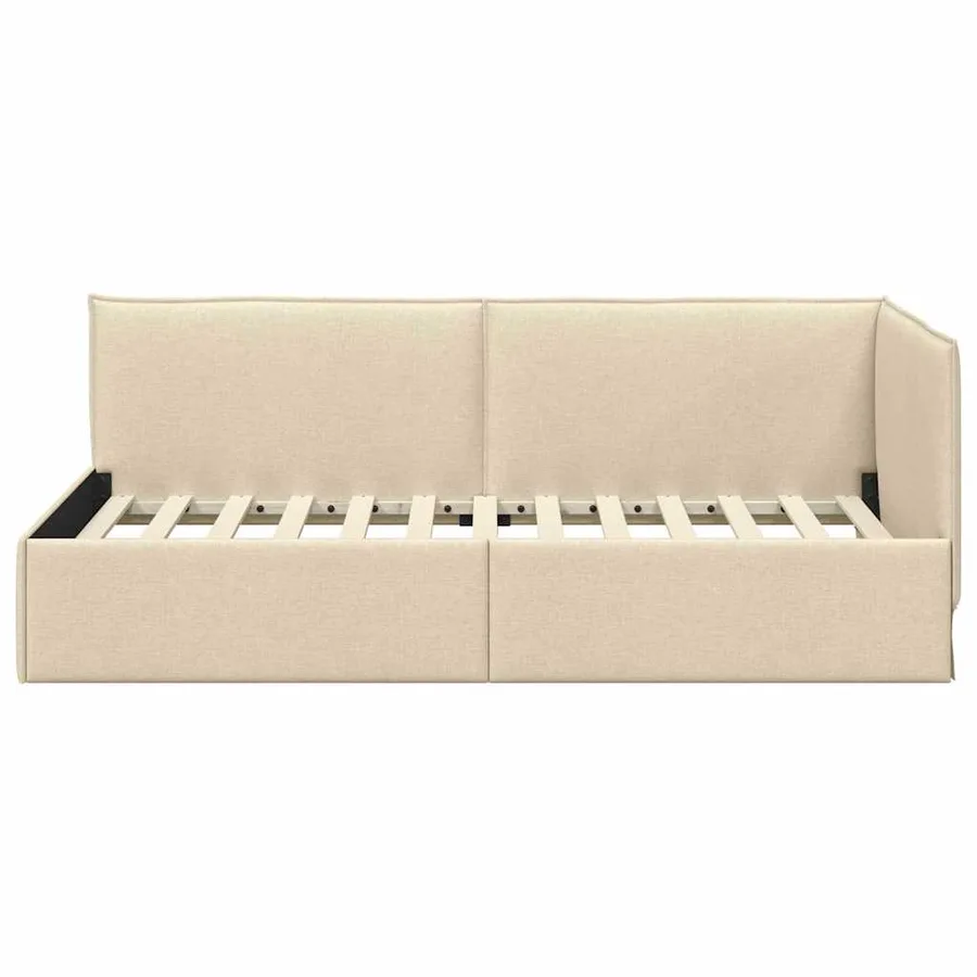 Cadre de lit d'angle avec tête de lit Crème 80 x 200 cm tissu - 5