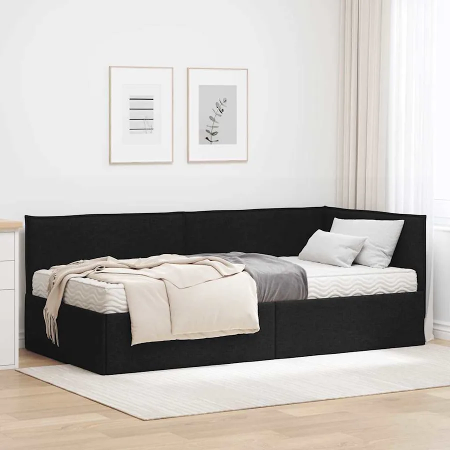 Cadre de lit d'angle avec matelas 2 pcs Vert Velours