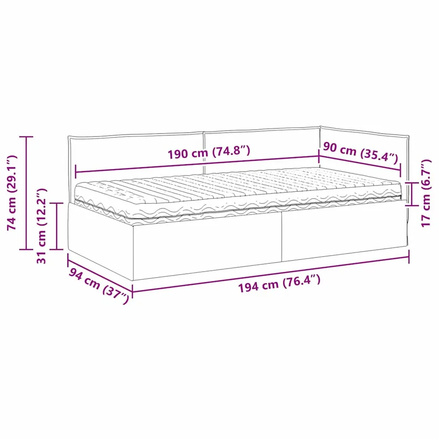 Cadre de lit d'angle avec matelas 2 pcs Vert Velours - 14