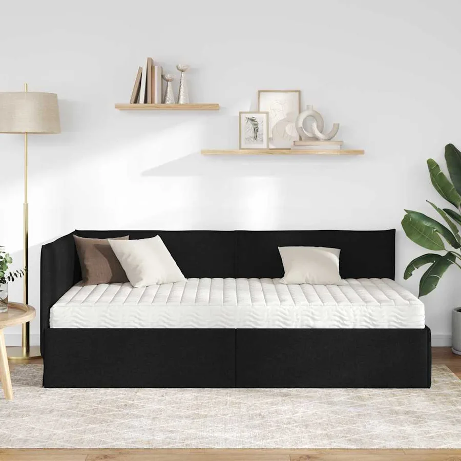 Cadre de lit d'angle avec matelas 2 pcs Vert Velours - 3