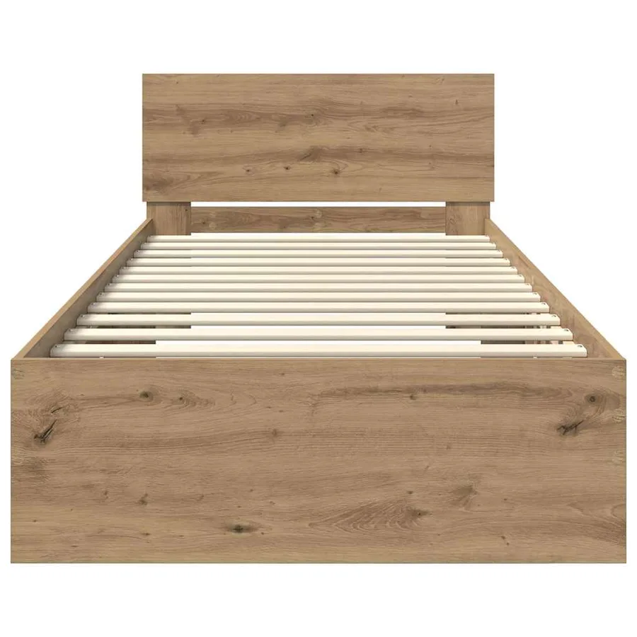 Cadre de lit Chêne artisanal 100 x 200 cm Bois d'ingénierie - 6