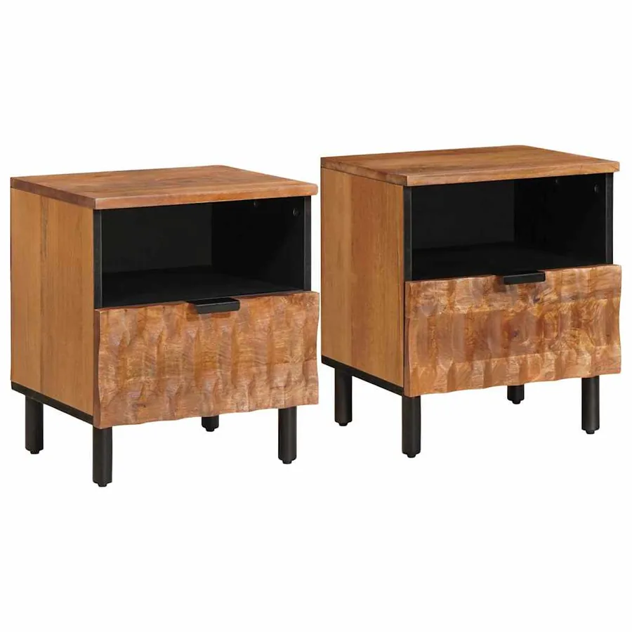 Cabinet de chevet avec tiroir 2 pcs Marron 40 x 33 x 46 cm