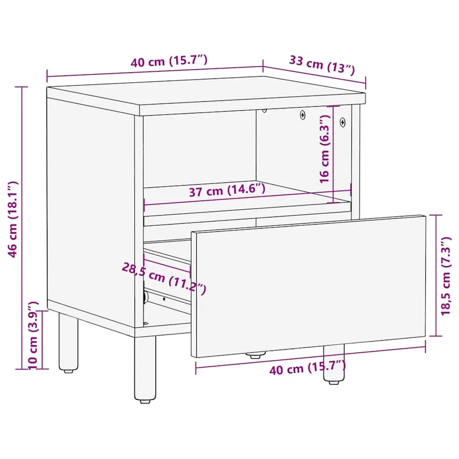 Cabinet de chevet avec tiroir 2 pcs Marron 40 x 33 x 46 cm - 11