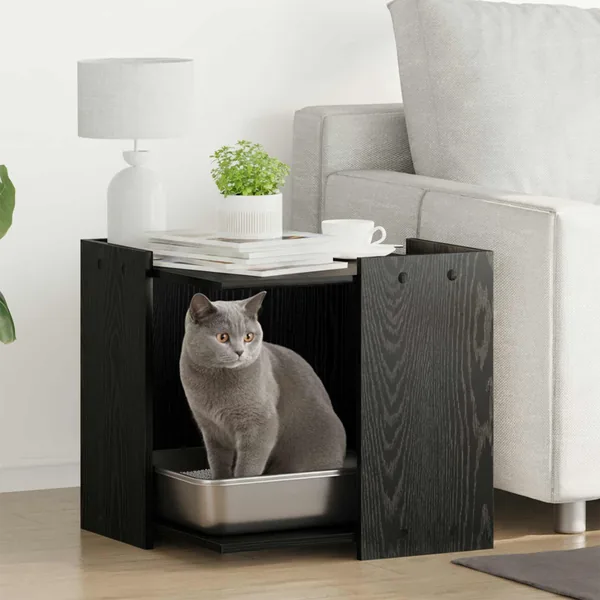 Enceinte pour bac à litière pour chat Chêne noir