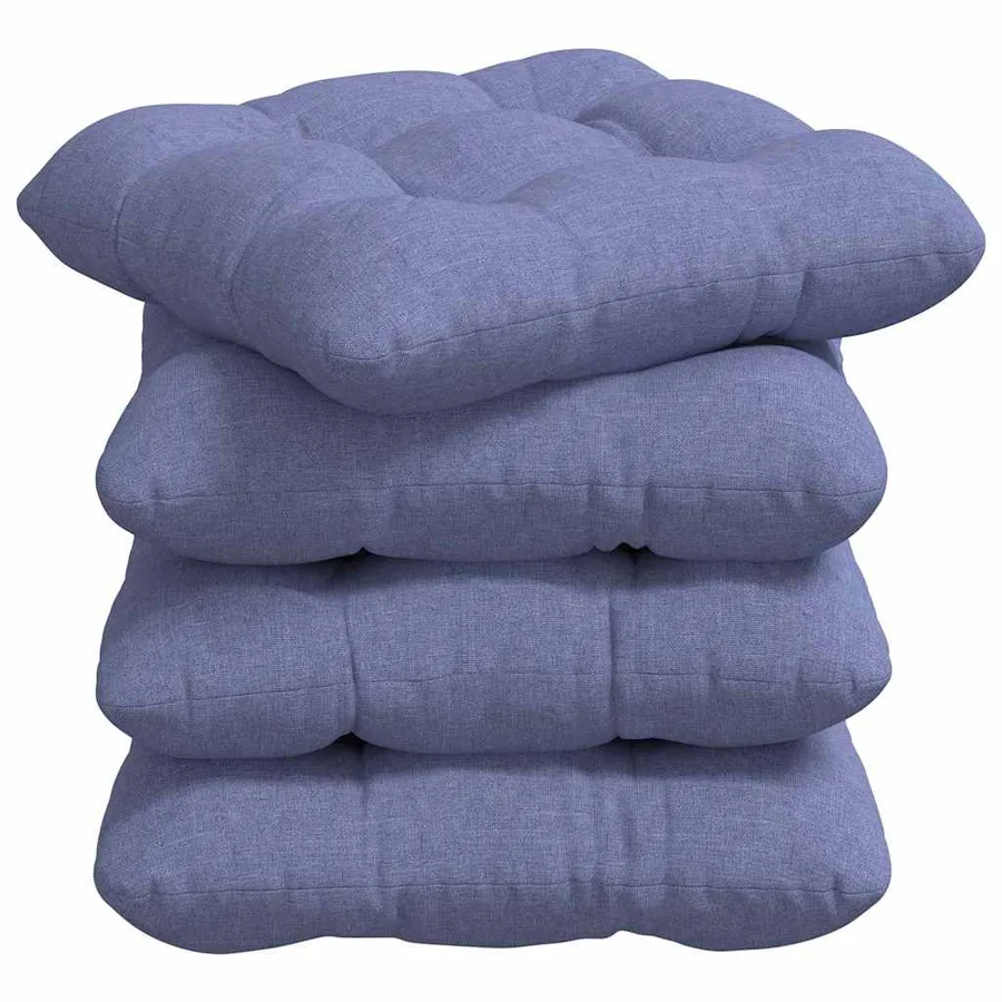 Coussins de siège 4 pcs Bleu denim 45 x 45 x 12 cm tissu - 2
