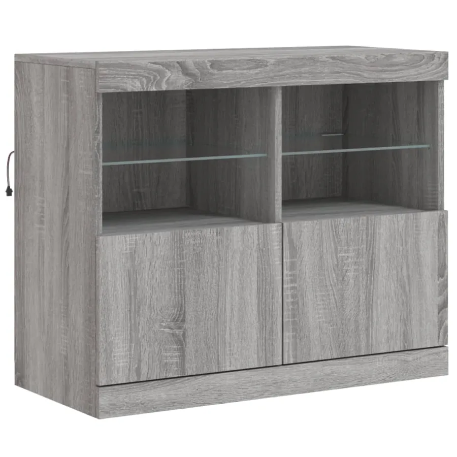 Buffet avec lumières LED sonoma gris 163x37x67 cm - 10