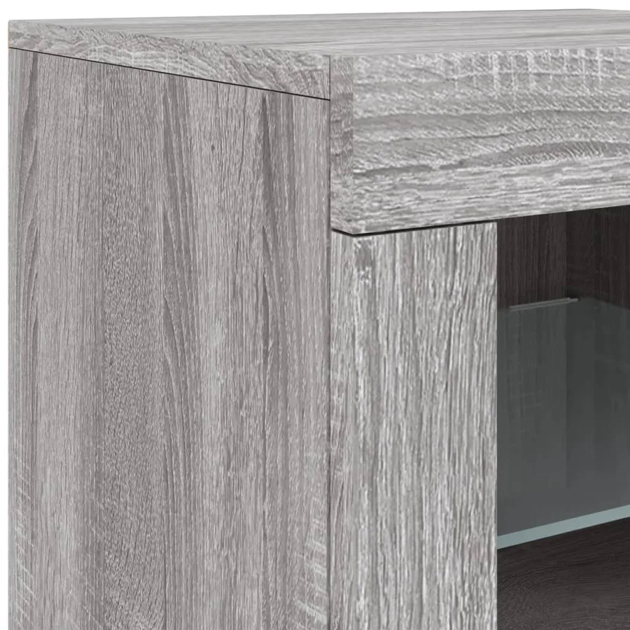 Buffet avec lumières LED sonoma gris 163x37x67 cm - 11