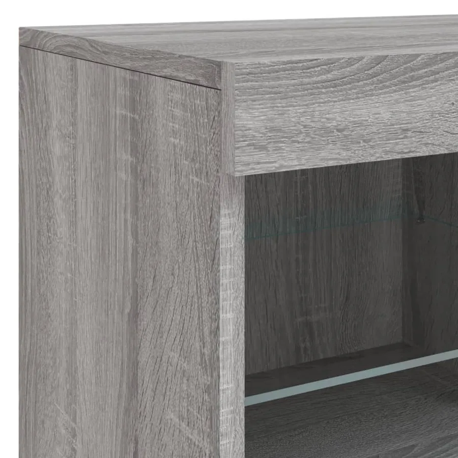 Buffet avec lumières LED sonoma gris 163x37x67 cm - 12
