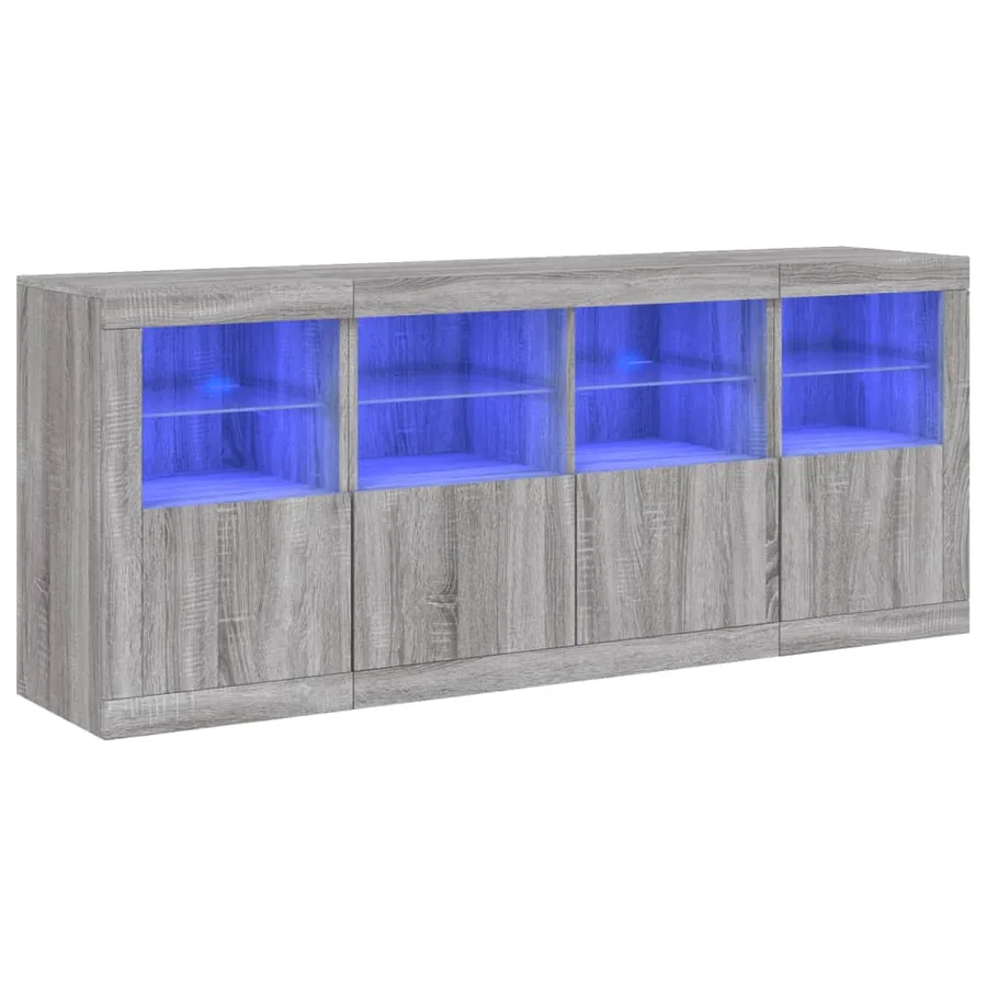 Buffet avec lumières LED sonoma gris 163x37x67 cm - 2
