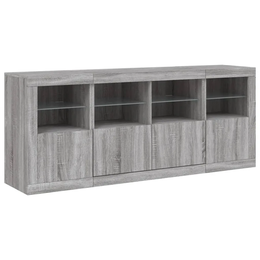 Buffet avec lumières LED sonoma gris 163x37x67 cm - 5
