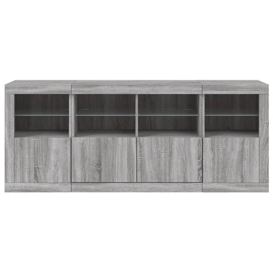Buffet avec lumières LED sonoma gris 163x37x67 cm - 6