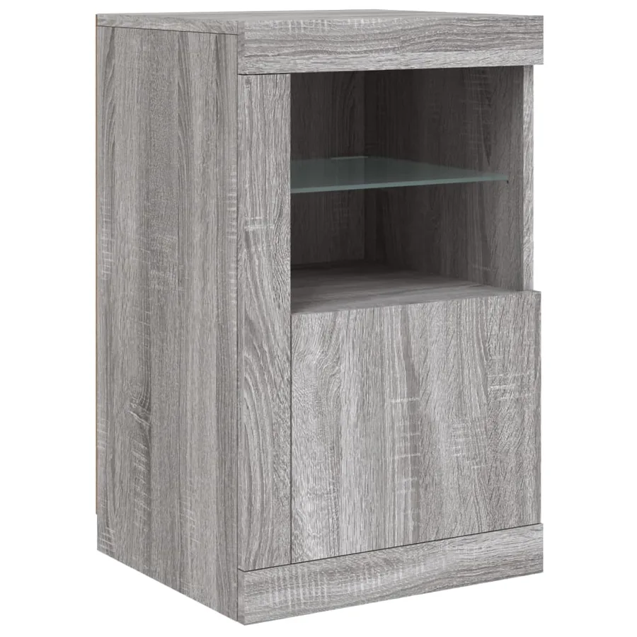 Buffet avec lumières LED sonoma gris 163x37x67 cm - 9