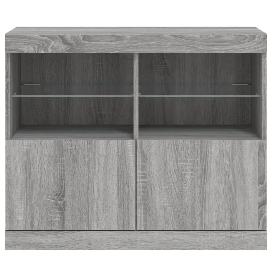 Buffet avec lumières LED sonoma gris 81x37x67 cm - 6